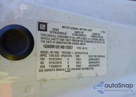 2004 Chevrolet Astro из США, поврежденный, VIN 1GNDM19X14B115557